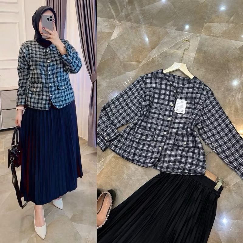 SYFBELL SETROK IMP - One set rok plisket wanita import premium