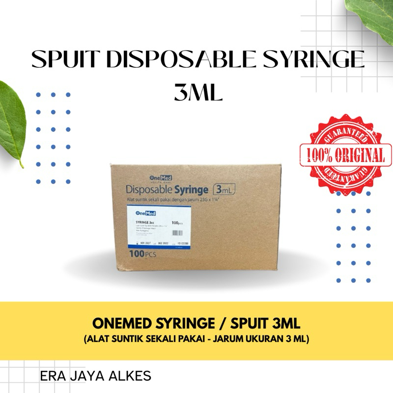 Onemed Disposable Syringe With Needle  3cc Syringe/Alat Suntik Jarum Suntik 3ml