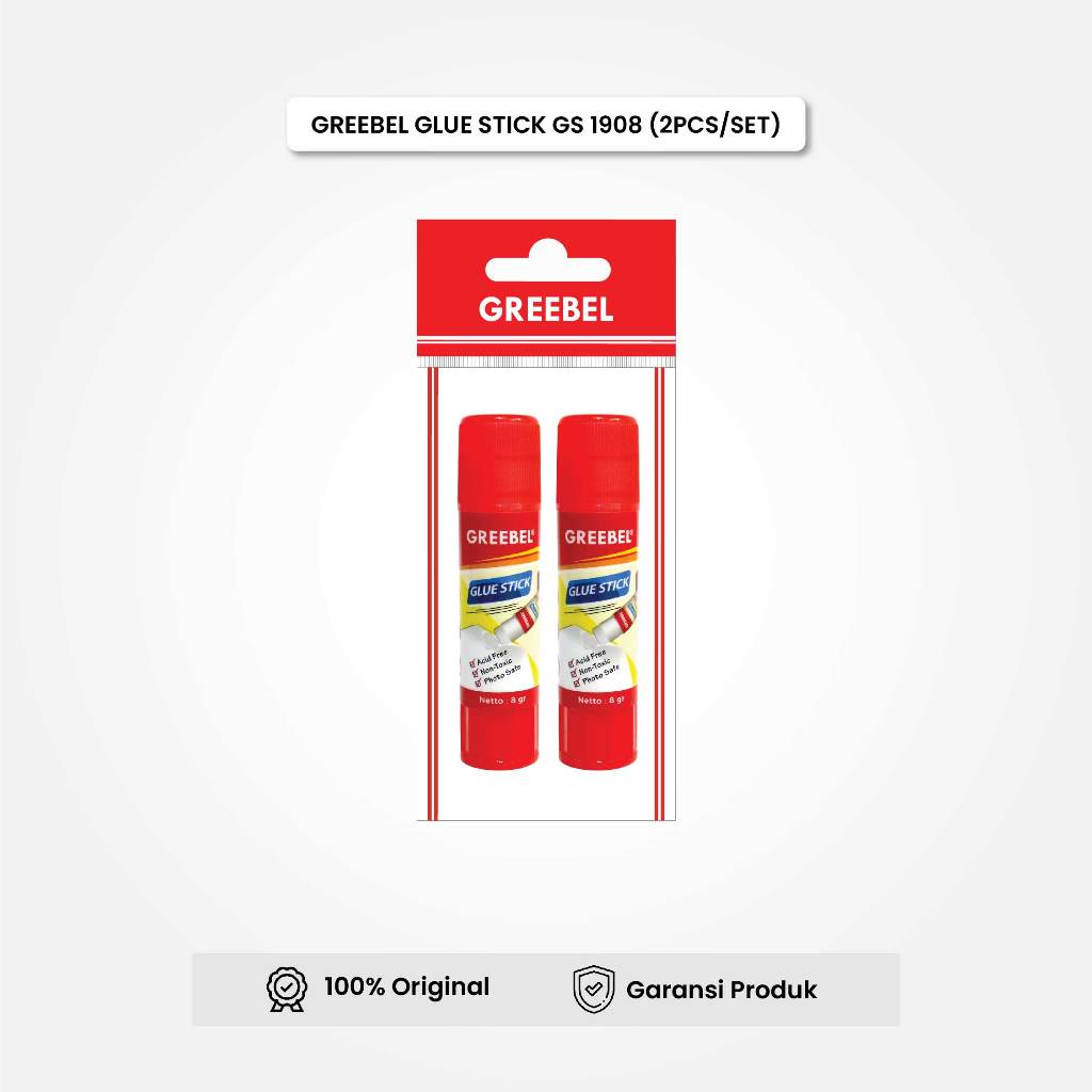 

GREEBEL Glue Stick / Lem Putar 8 Gram Gs-1908 (2Pcs/Set) Lem Kertas Stik / Lem Batang