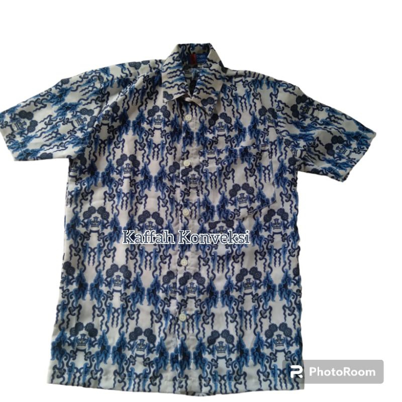 Baju Batik Seragam Sekolah SD / SMP Motif Guntur biru