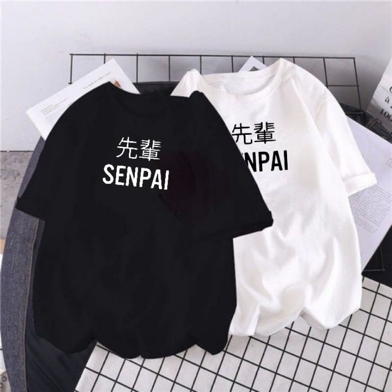 Kaos Pria Dewasa Baju Atasan Oblong Pria Laki Laki Kaos Dalaman Unisex MOTIF TULISAN SENPAI