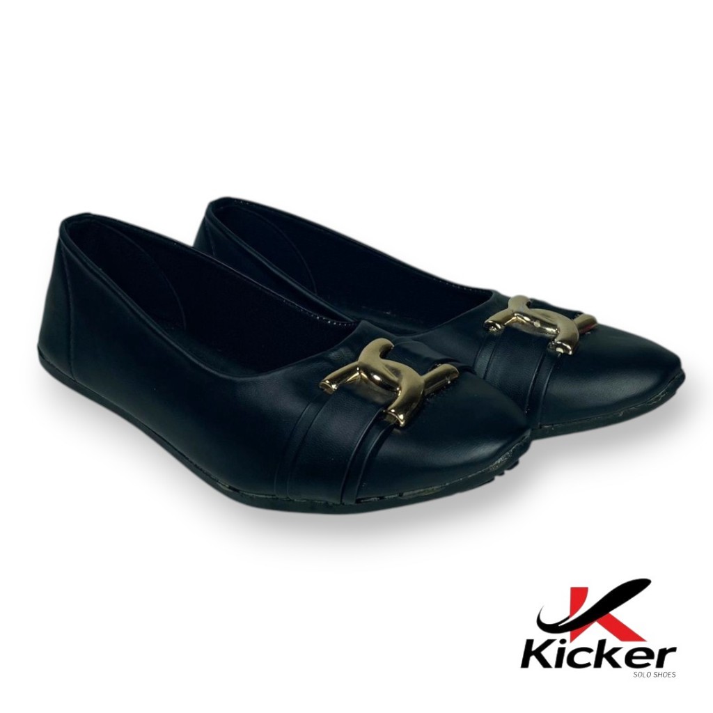 Flatshoes Wanita Korean Style Sepatu Flat Shoes Wanita Hitam Sepatu Kickers - Azizah