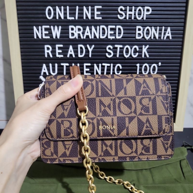 tas bonia original sling bag mini rantai monogram