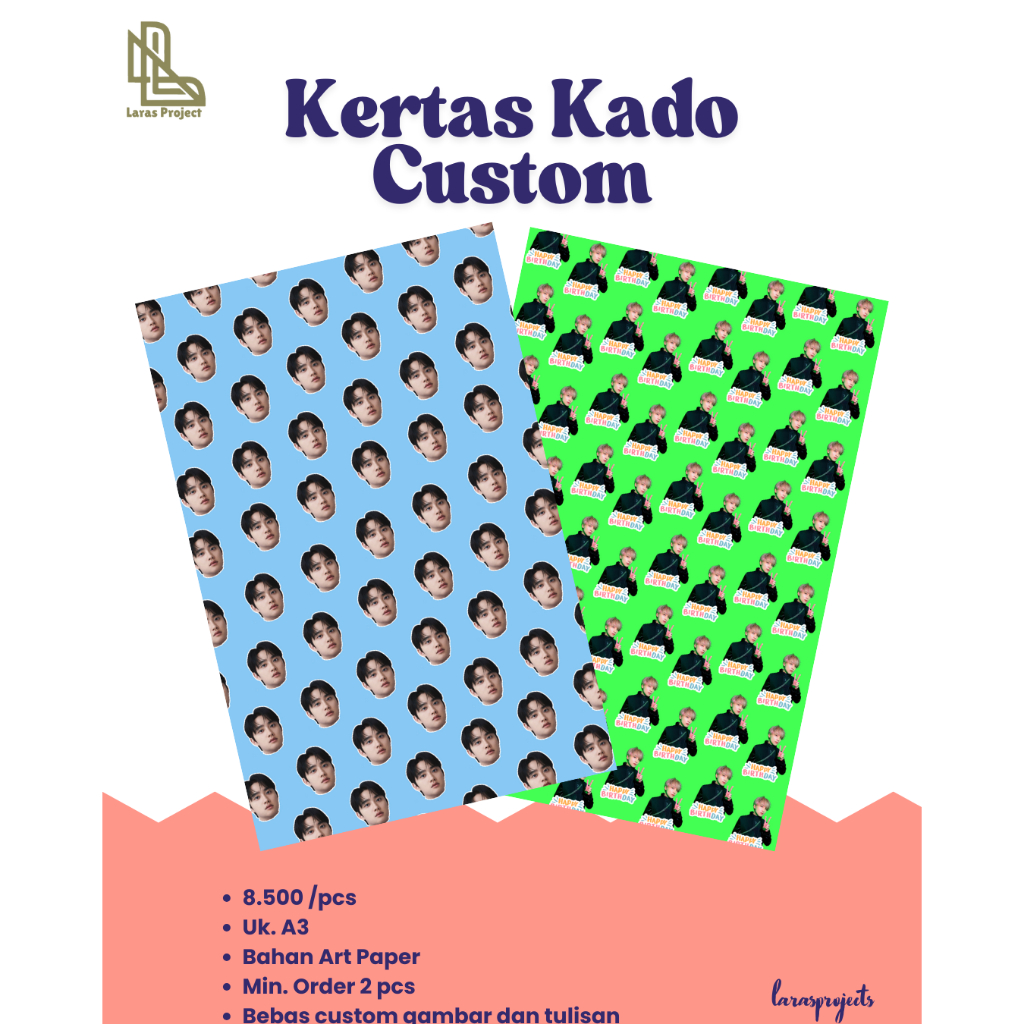

Kertas Kado Custom Gambar dan Tulisan