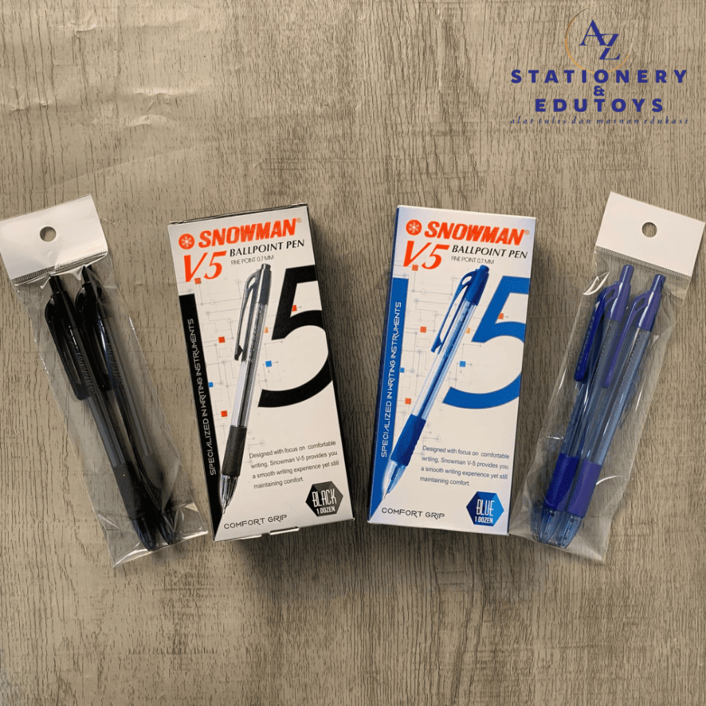 

(2pcs) Pulpen Snowman V5 0,7 mm Tinta Hitam & Biru - (2 PCS)