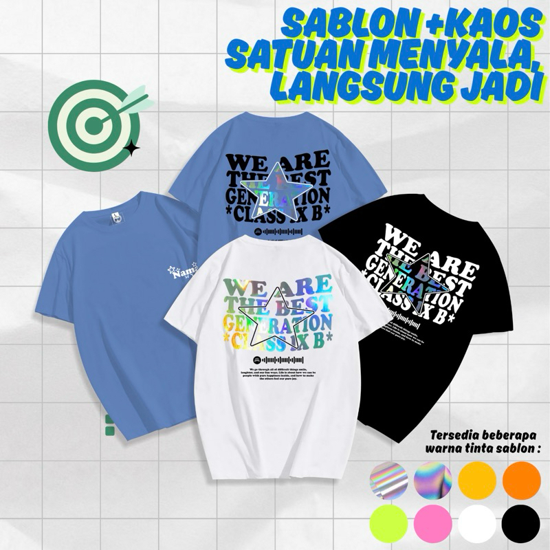 LANGSUNG JADI  SABLON + KAOS SATUAN MENYALA | SABLON MENYALA | SABLON SATUAN | SABLON HOLOGRAM