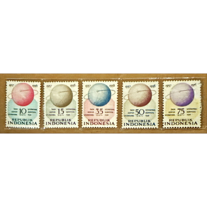 

(BA) PRANGKO INDONESIA 1958 TAHUN GEOFISIKA INTERNATIONAL 5V SERIES MNH.