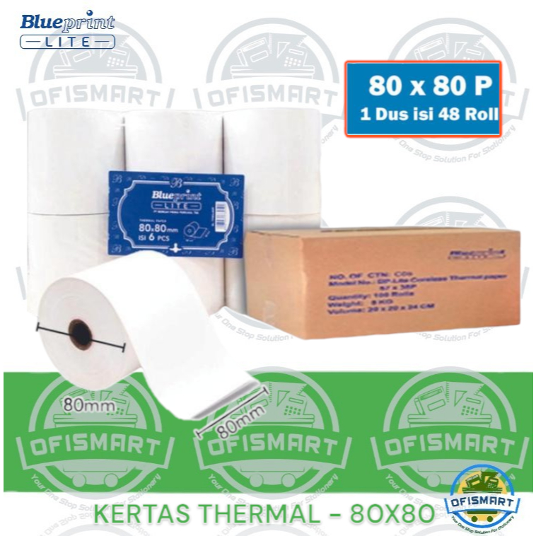 

Blueprint Lite Kertas Struk Thermal Paper 80x80mm @ 1 Karton=48 RoL