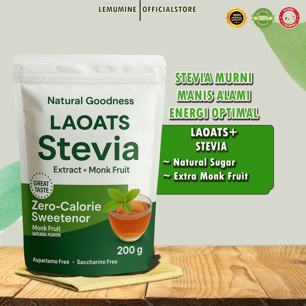 

Pemanis Stevia Alami 0 Kalori Tahan Panas, Aman untuk Diabetes & Diet Sehat Laoats