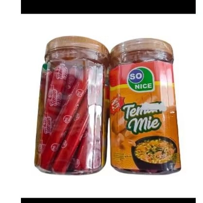 

SO NICE teman mie sosis ayam kombinasi rasa ayam bawang siap makan 680gr kemasan toples isi 17 pcsSosis jumbo