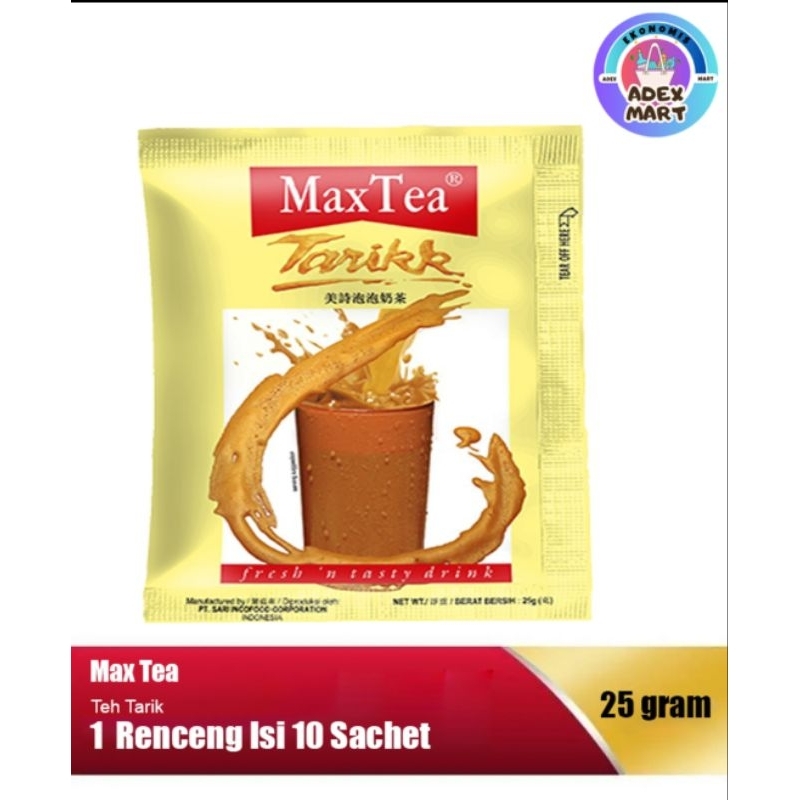 

MAX Tea Tarik 1 Renceng Isi 10 Sachet Serbuk Teh Krimer Susu + Gula - adex