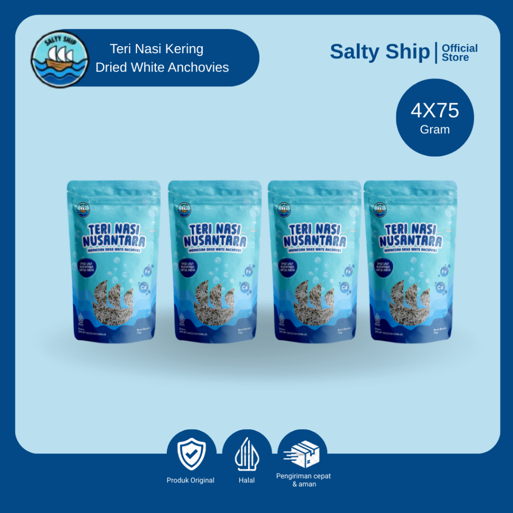 

Salty Ship Teri Nasi Kering Nusantara - Non MSG, Halal, Tinggi Kalsium & Protein