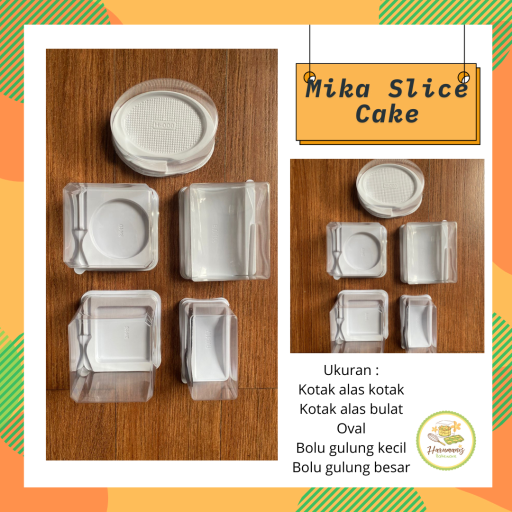 Tray Mika Garpu + Tutup Cake Korea Bolu Gulung Cake Slice Mini Tart Kue Potong Dessert
