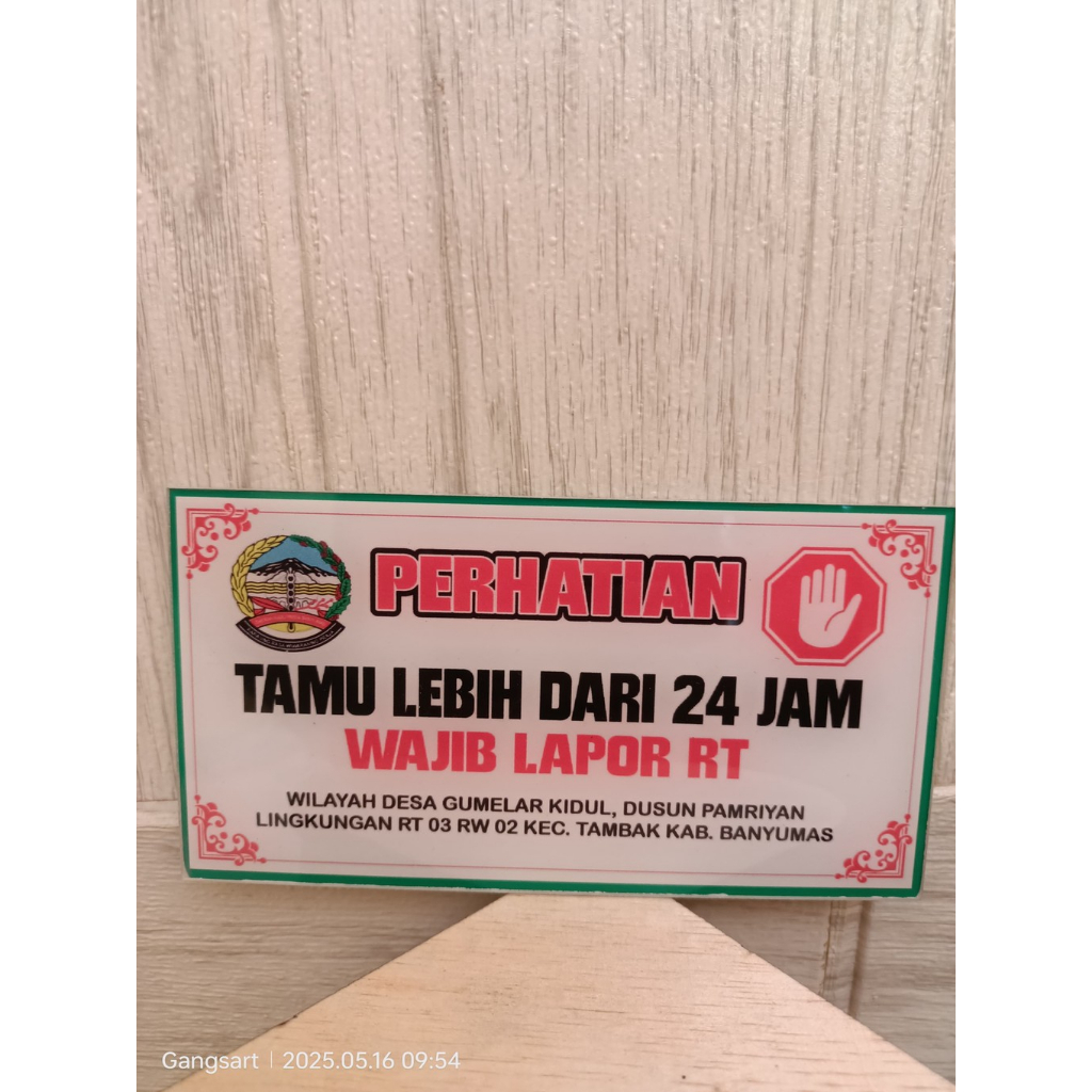 PLANG AKRILIK TAMU HARAP LAPOR