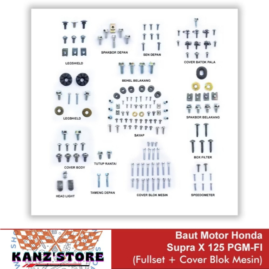 COD Baut Supra X 125 PGM FI Full Set / Baut Body Supra X 125 PGM FI Full Set