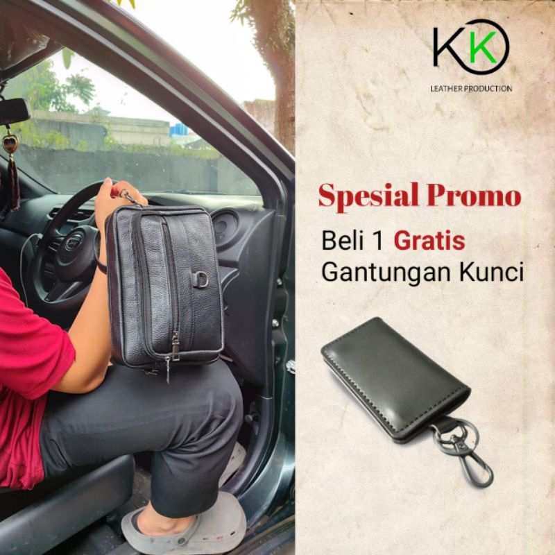 handbag kulit pria • clutch Kulit 3 dimensi asli Garut