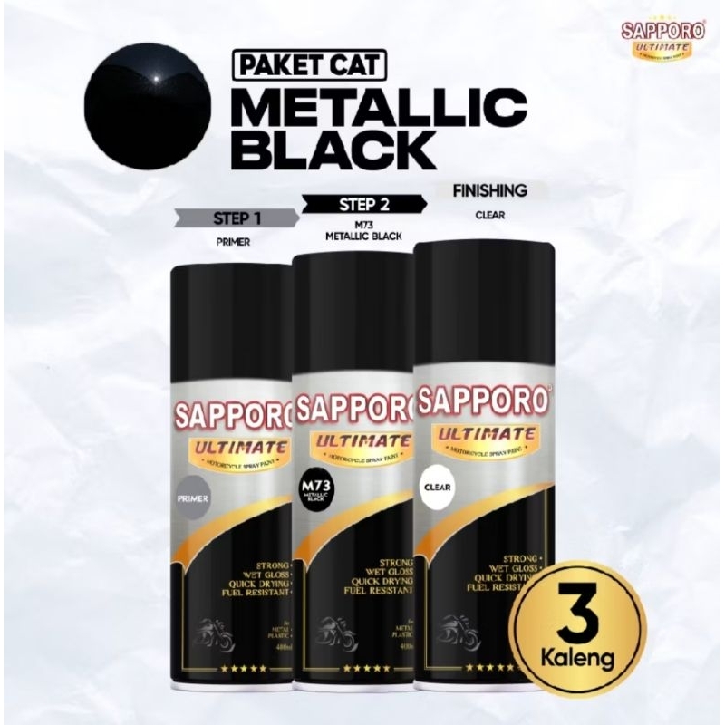 Paket Saporo SAPPORO ULTIMATE M73 Metallic Black Diamond The Shining Hitam Metalik B12 Cat Semprot S