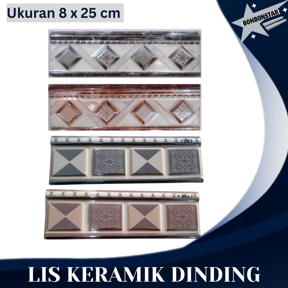 Lis Keramik 8x25cm || Lis Keramik Dinding Indoor dan Outdoor [Lis Keramik 05]