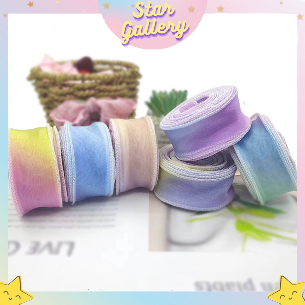 

(1 ROLL) Pita Kado Motif Gradasi Pita 2.5cm Pita Gradasi Buket Bunga Pita ROLL PT16
