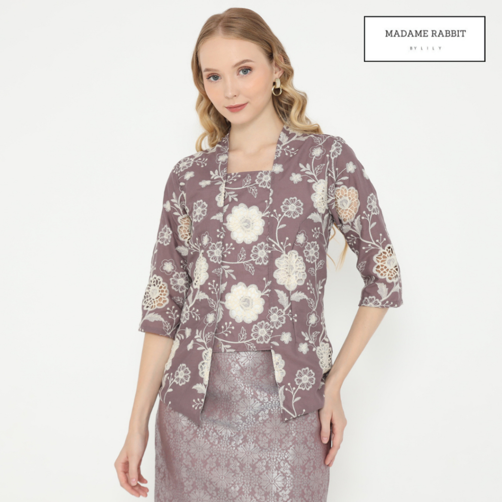 Kebaya Kutu Baru Malika Lilac Madame Rabbit Katun Bordir Lengan Panjang