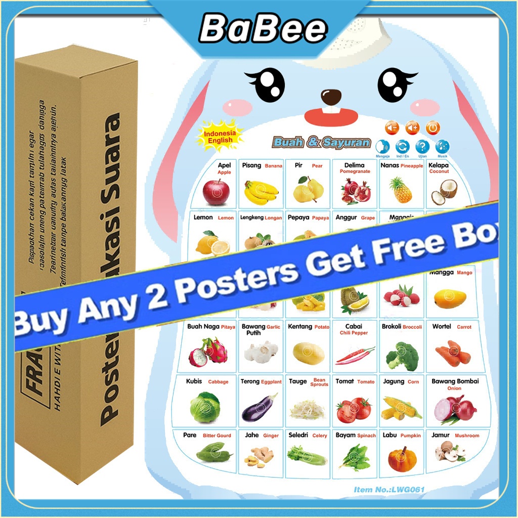 

【Box Karton】Suara Bahasa Indonesia Dinding Poster Dapat Gratis Jika Beli 2 Poster