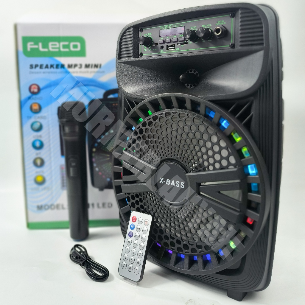 SPEAKER KARAOKE PORTBALE FLECO F-8511LED free Mic 8.5 INCH