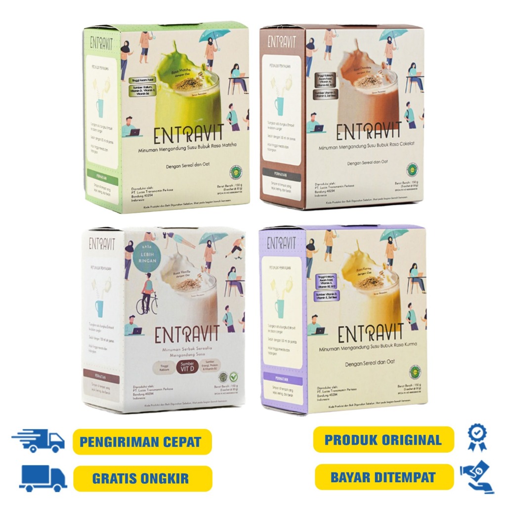 

Entravit Susu Bubuk Sereal dan Oat cereal and oat150 GR - Matcha | Kurma |Vanilla | Cokelat