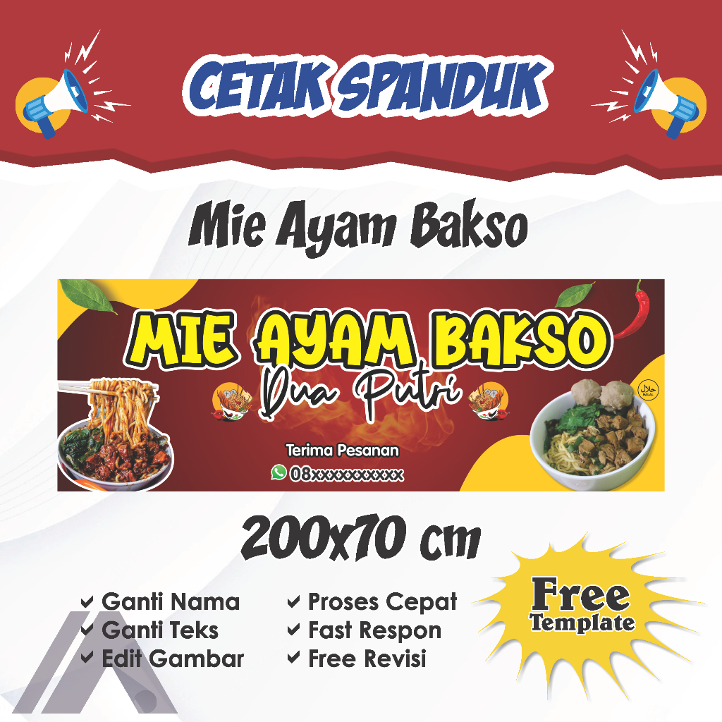 Cetak Spanduk Mie Ayam Bakso BISA CUSTOM