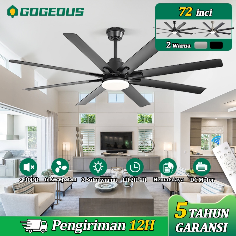COD Lampu Kipas Angin Gantung Plafon Remote Besar 72Inci 6 Kecepatan Motor DC Kipas Angin Gantung