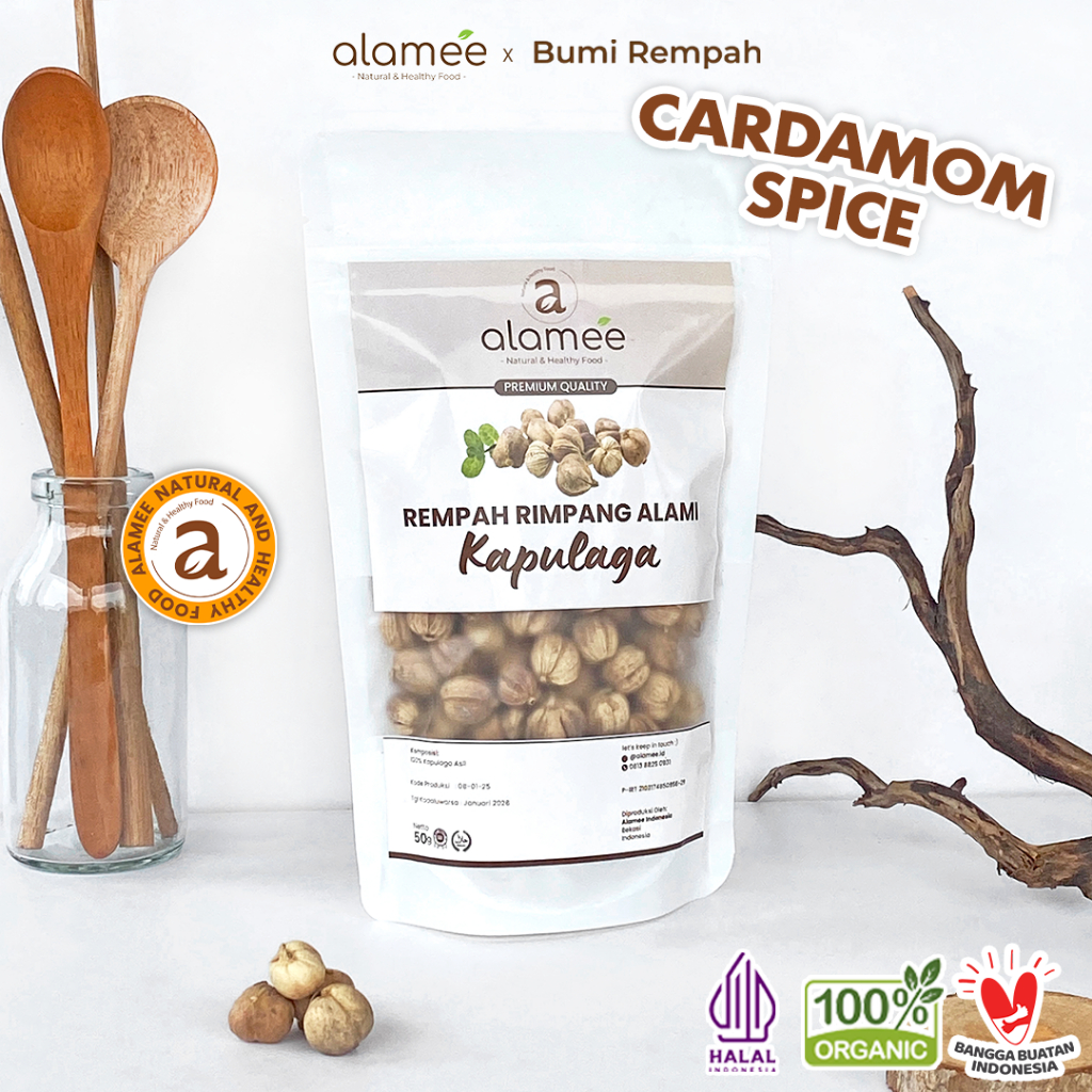 

ALAMEE Kapulaga Kering Lokal Cardamom Kapolaga Kapol Rempah Organik Bumbu Masakan Seasoning 50gr