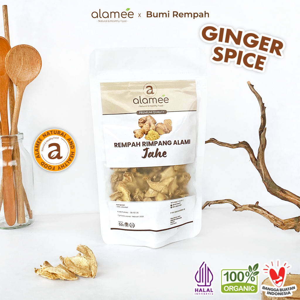 

ALAMEE Jahe Kering Iris Dried Ginger Rempah Rimpang Organik Alami Bumbu Masakan Dapur Masak 50g