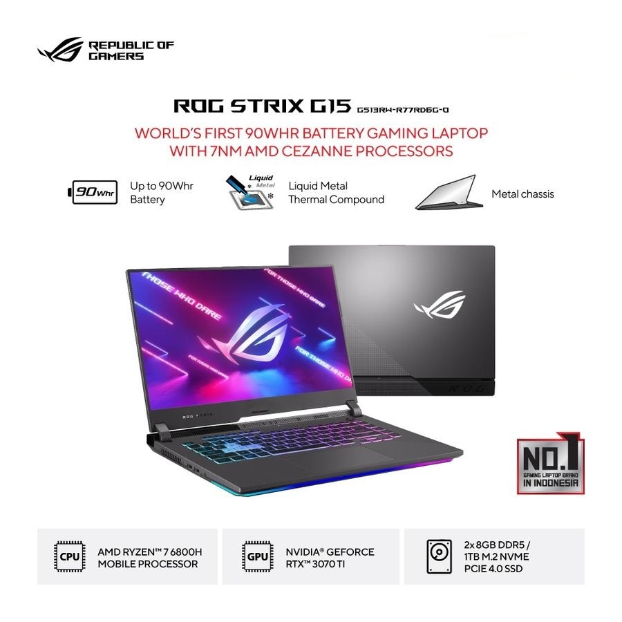 ASUS ROG STRIX-G15 G513RW Ryzen 7-6800H 16GB 1TB SSD RTX3070Ti 15.6"FHD IPS 300HZ Win11 OHS