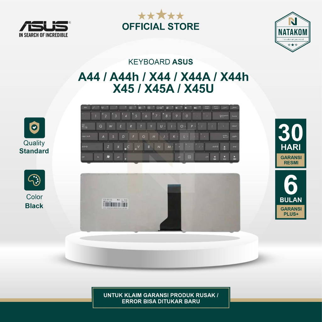 KEYBOARD LAPTOP ASUS A44 A44H X44 X44A X44H X45 X45A X45U HITAM