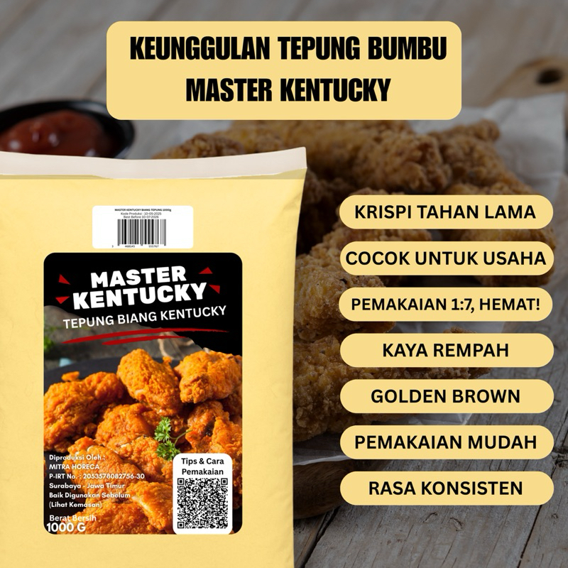

Master Kentucky Tepung Biang Premix Ayam Fried Chicken Crispy 1kg grosir