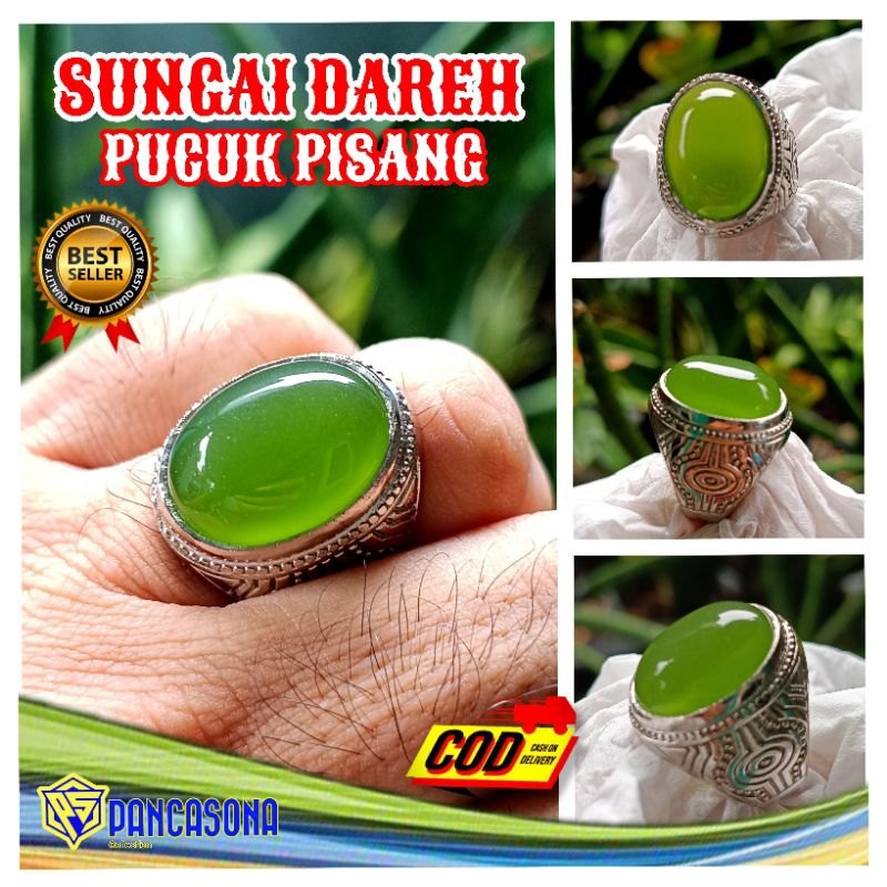 CINCIN BATU AKIK SUNGAI DAREH PUCUK PISANG ASLI KRISTAL TOP QUALITY CHALSEDONY