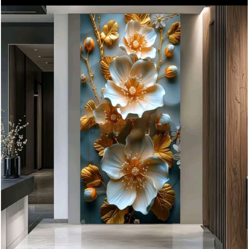 CETAK CEPAT , Stiker Hiasan Dinding Ruang Tamu Motif Bunga ,Stiker Hiasan Dinding Dekorasi Ruang Tam