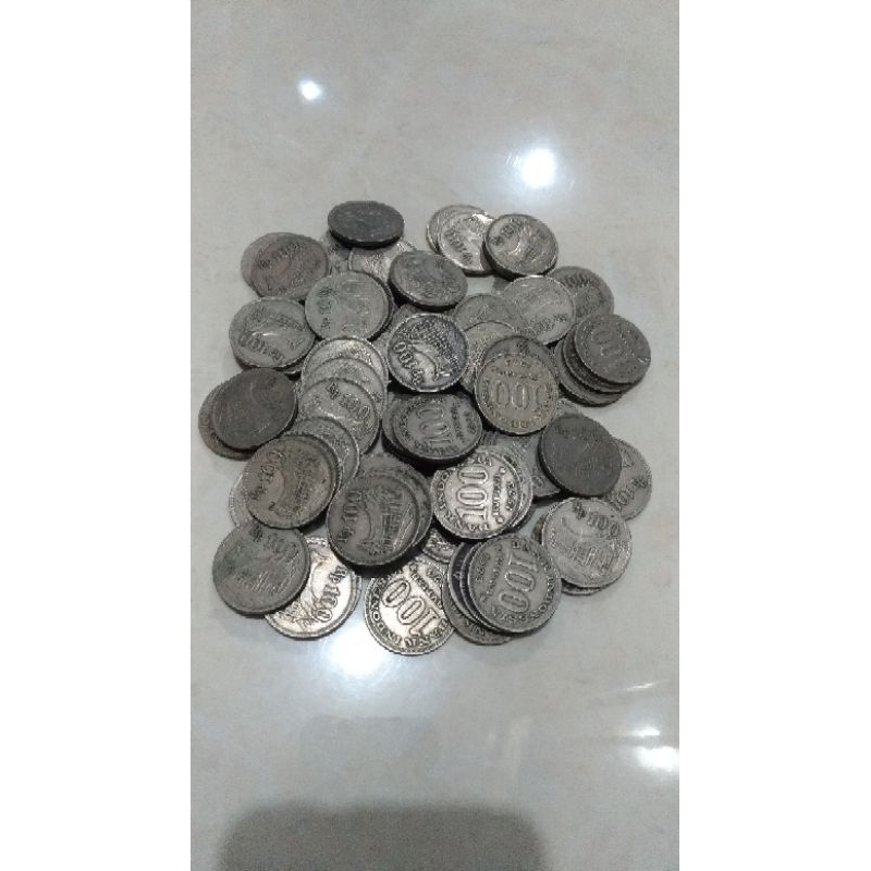 UANG KOIN KUNO 100 RUPIAH LOGAM TEBAL 1973 RUMAH GADANG ORI