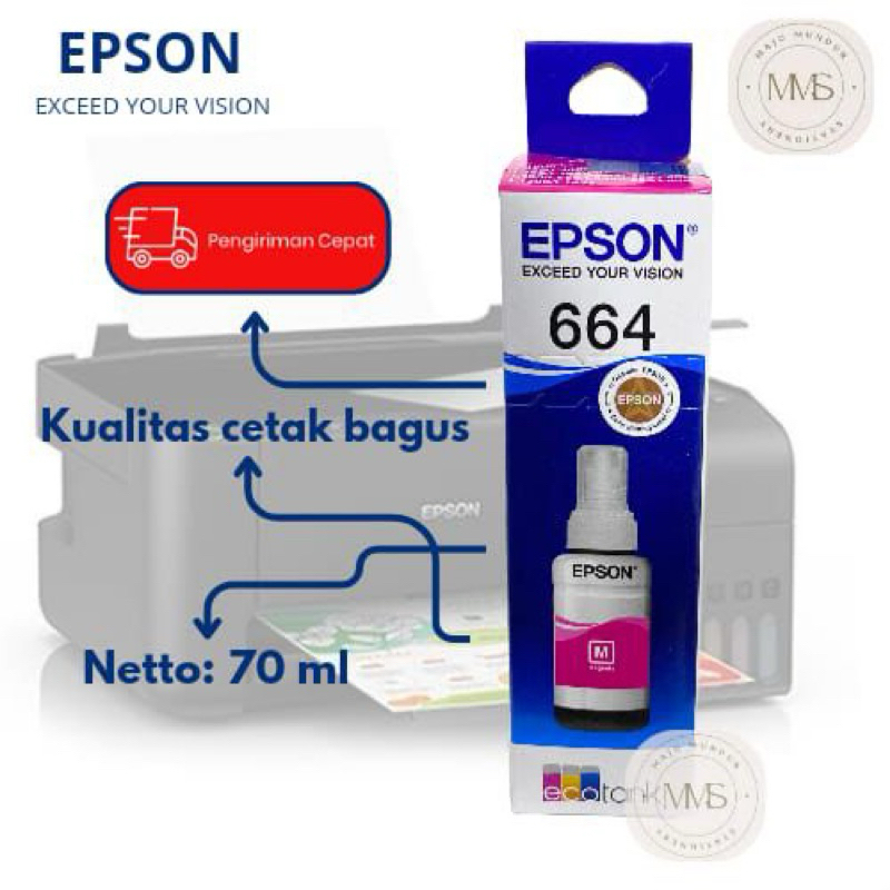1 pcs tinta epson 664 magenta(merah)