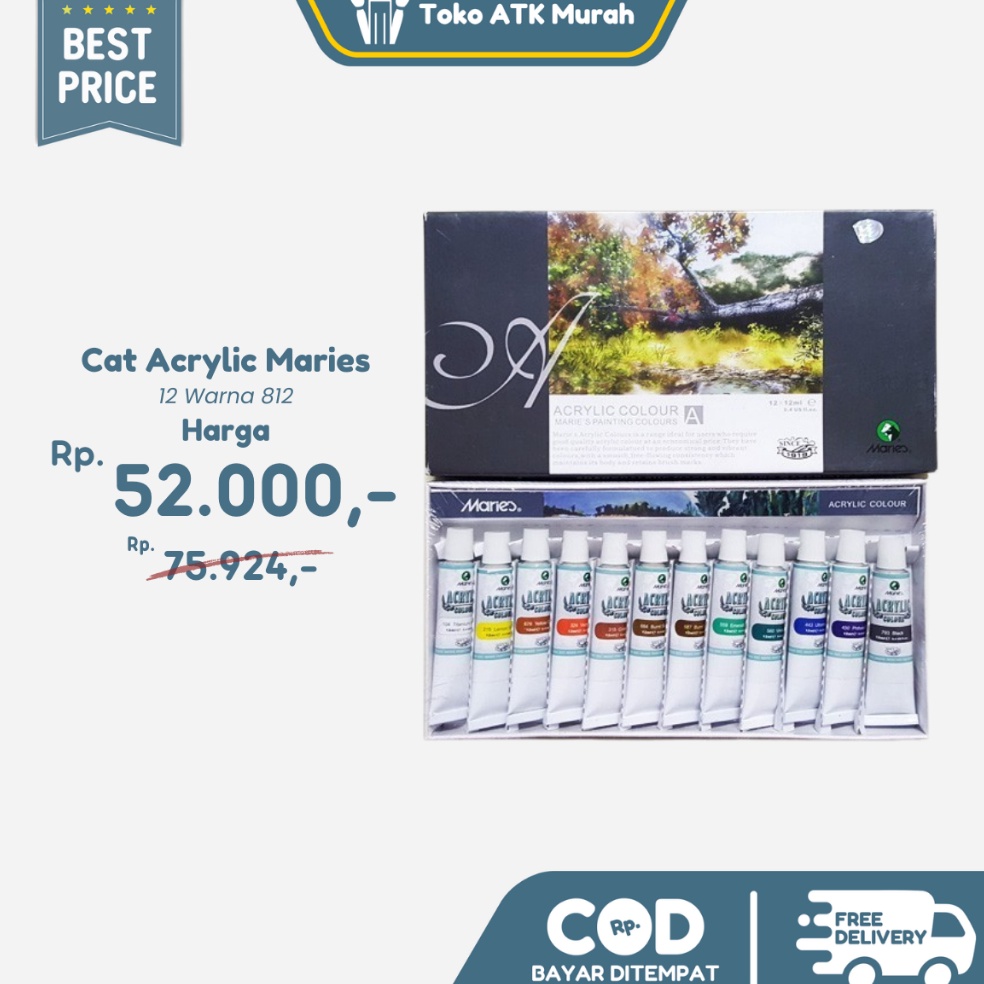 

KODE M55W Cat Acrylic Maries 12 Warna Tipe 812 12ml