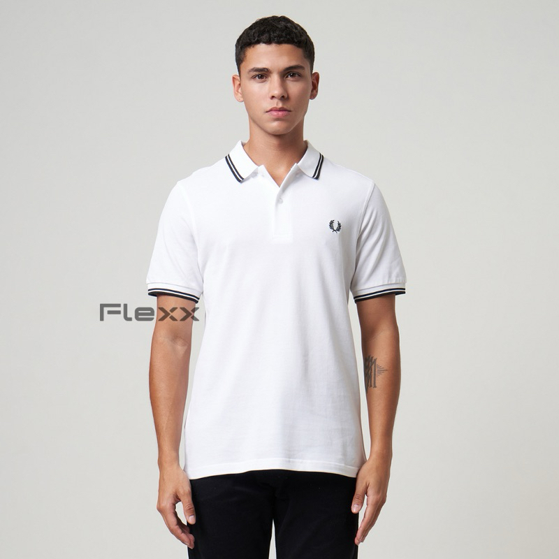 Fred Perry Twin Tipped Polo Shirt White Black