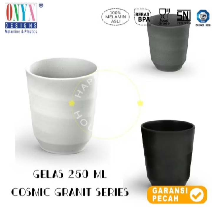 ONYX GELAS MINUM | GELAS MELAMIN | GELAS PREMIUM | GELAS COSMIC 250ML HITAM