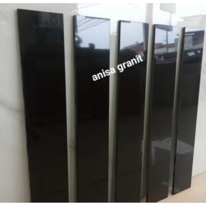 granit list plint hitam polos 10x80 glossy