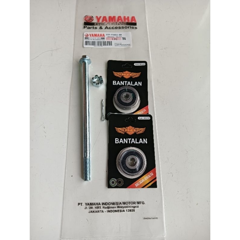 PAKET KOMPLIT 2 AITEM AS RODA DEPAN panjang 19.5 cm+ BEARING RODA DEPAN UK 6300 UNTUK MOTOR YAMAHA J