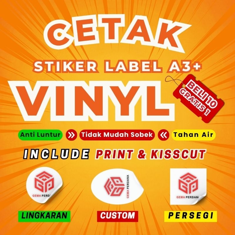 

CETAK STIKER | STICKER Vinyl A3+ Kiss Cut | Label Produk | Label Kemasan Custom Bentuk Bulat