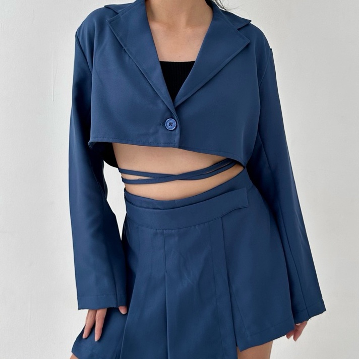 Baru RONA CROP BLAZER  Atasan Crop Outer Blazer Wanita Luaran Top Murah Tali Baju Lengan Tangan Panj