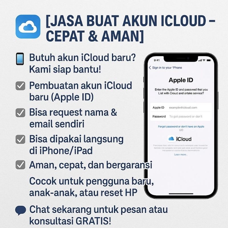 JASA BUAT AKUN ICLOUD CEPAT DAN AMAN