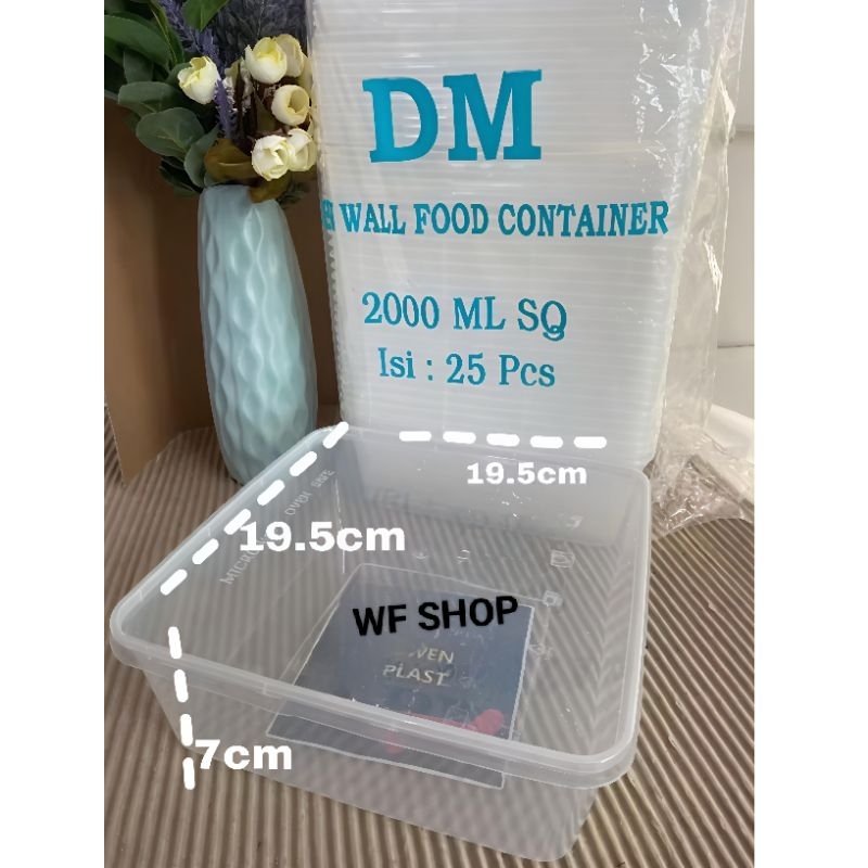Vitindy - Isi 25pcs THINWALL 2000ml SQ/ thinwall box kotak makan plastik tahan panas microwave,box