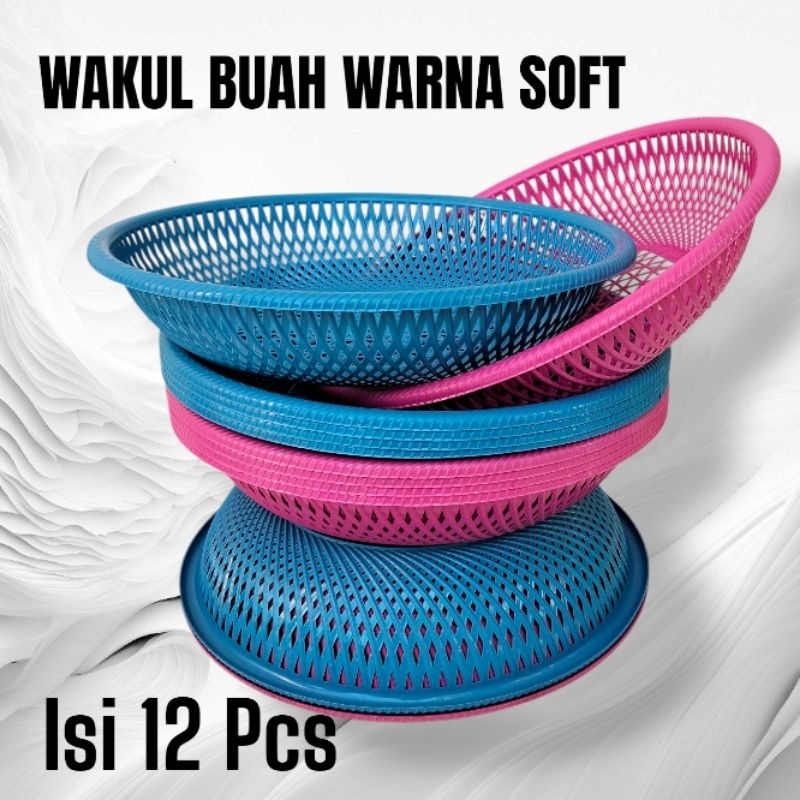 ( Isi 12 Pcs ) Wakul Buah Plastik Soft - Keranjang Buah Parcel Plastik Model Rotan - aesthetic Parse
