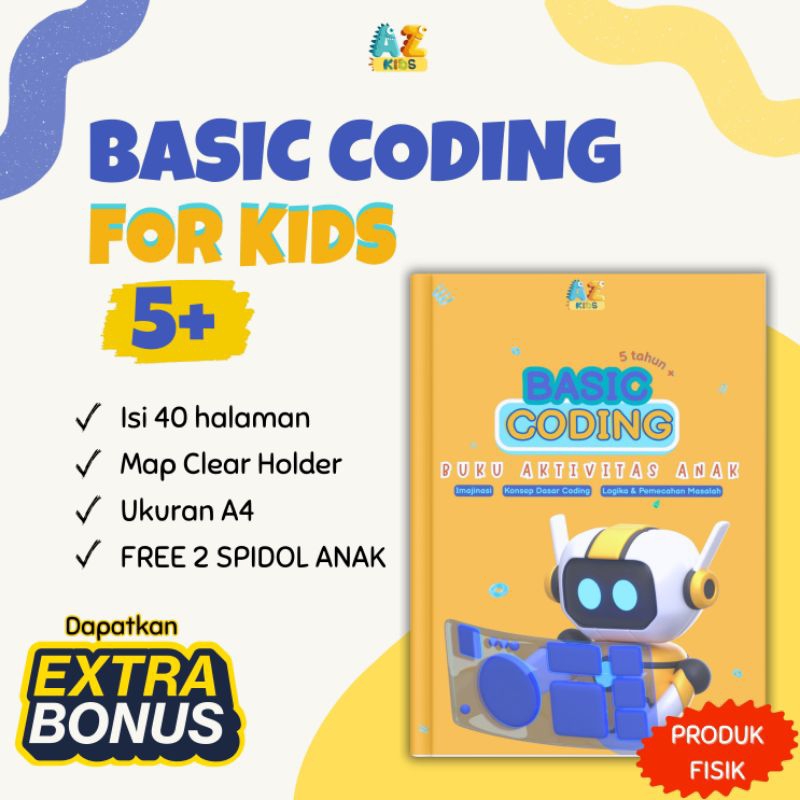 

Buku Aktivitas Anak Usia 5+ Belajar Coding Dasar | Wipe & Clean | Free Spidol Map Clear Holder | Worksheet Basic Coding