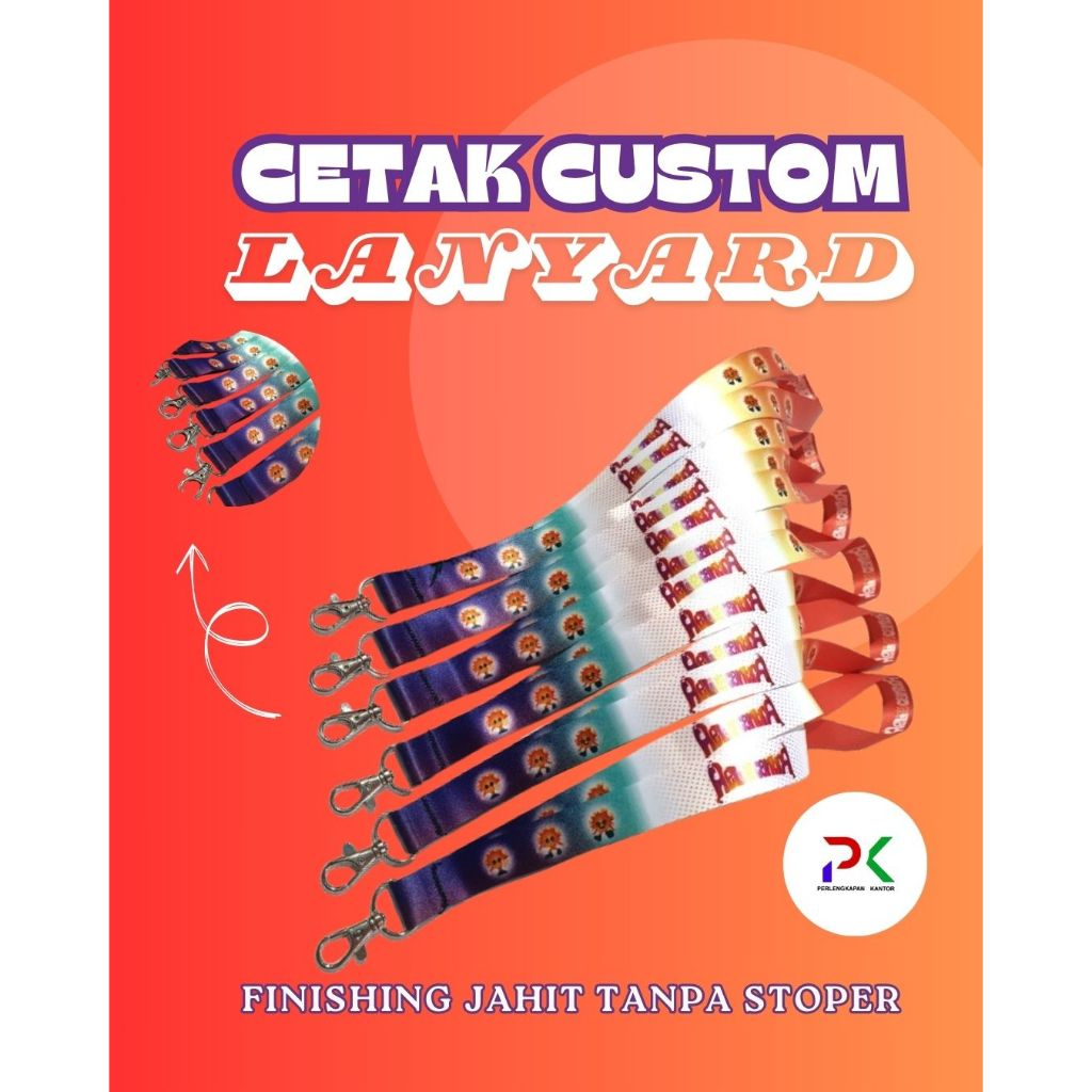 

Cetak Lanyard custom JAHIT print sublim 2cm cetak 2 muka / tali id card custom jahit printing